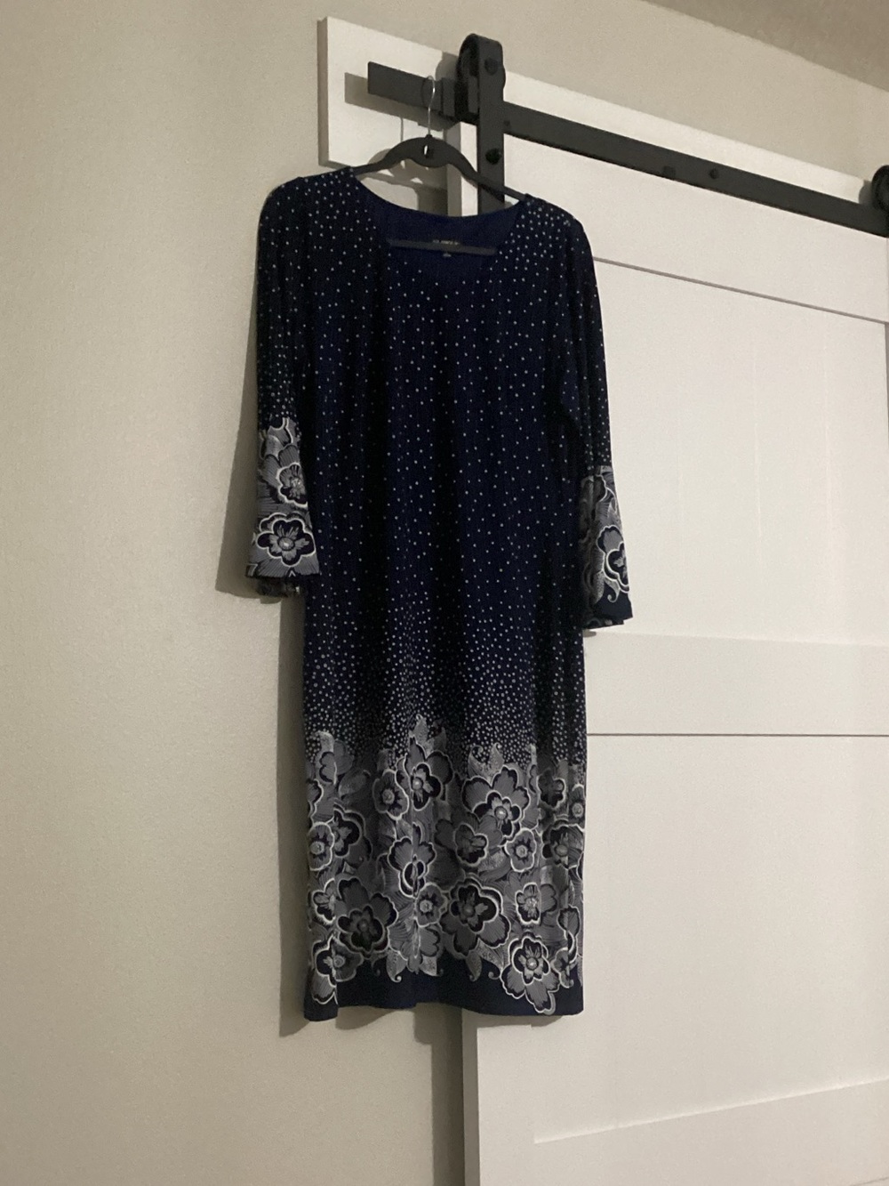 Glamour Navy Blue Floral Border Midi Dress
